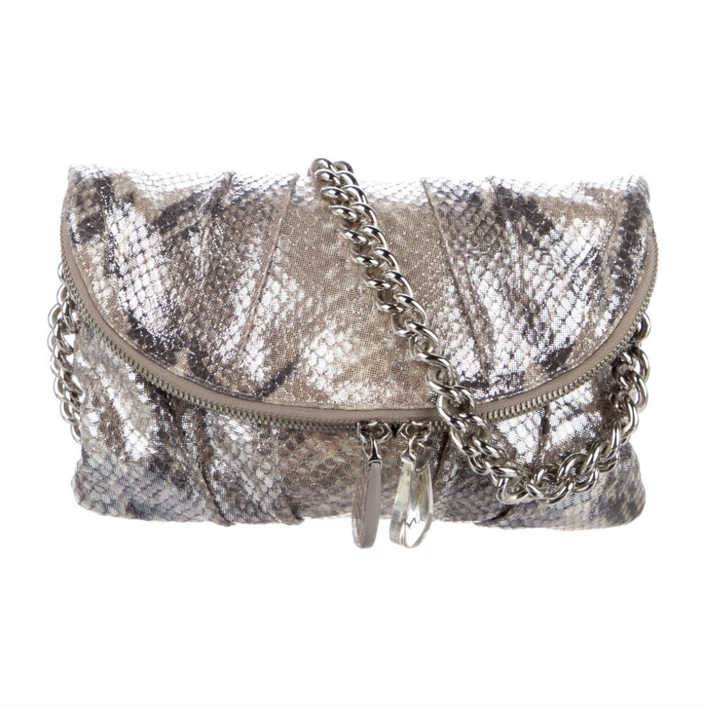 Henri bendel silver snakeprint Crossbody with silver chain - Picture 2 of 6